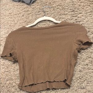 Ribbed Brown Crop Top